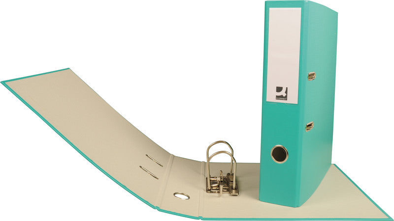 Q-connect Ordner – A4 hoch – 2-Ring Hebelmechanik, Rücken 70 mm – türkis, mit Niederhalter, FSC