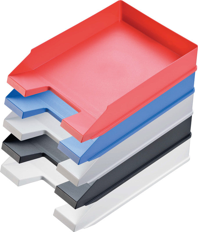 Helit Stapelbarer Briefkorb mit Griffausschnitt und Beschriftungsfeld, matt, gelb, B 255 × H 67 × T 345 mm