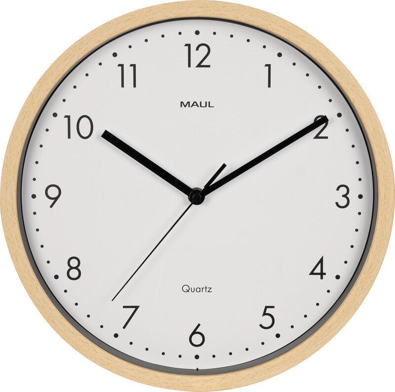 MAUL Wanduhr – Analog, lautlos, Ø 31 cm, hellbraun, Mineralglas