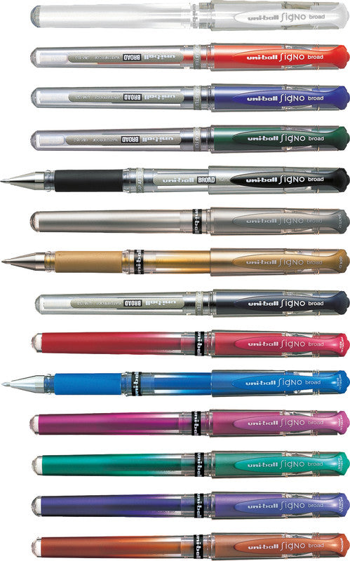 Uni-Ball Signo broad – Tintenroller, dokumentenecht, mit Kappe, 0,6 mm, gold