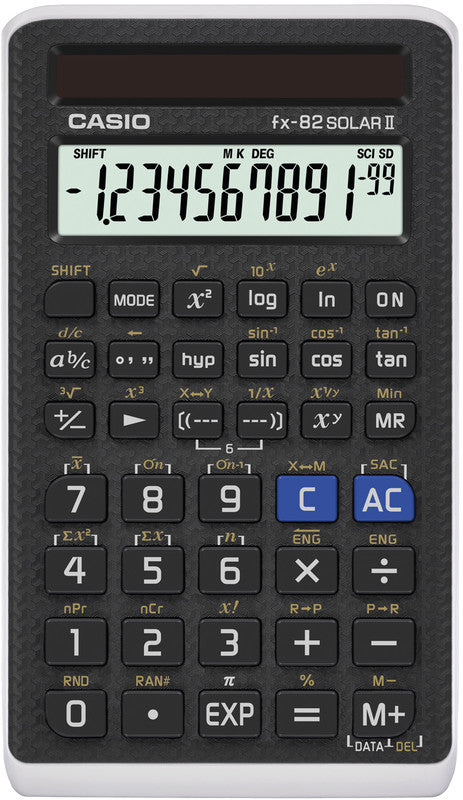 Casio Taschenrechner FX-82 Solar II – 10+2-stellig, LCD, Rundung/Wissenschaftlich, Solar, schwarz