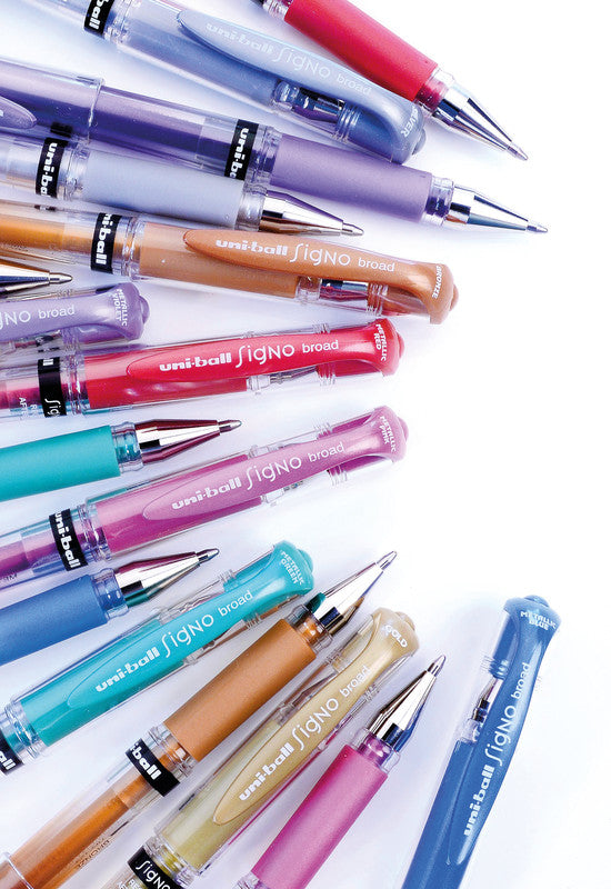Uni-Ball Signo broad – Tintenroller, dokumentenecht, mit Kappe, 0,6 mm, silber