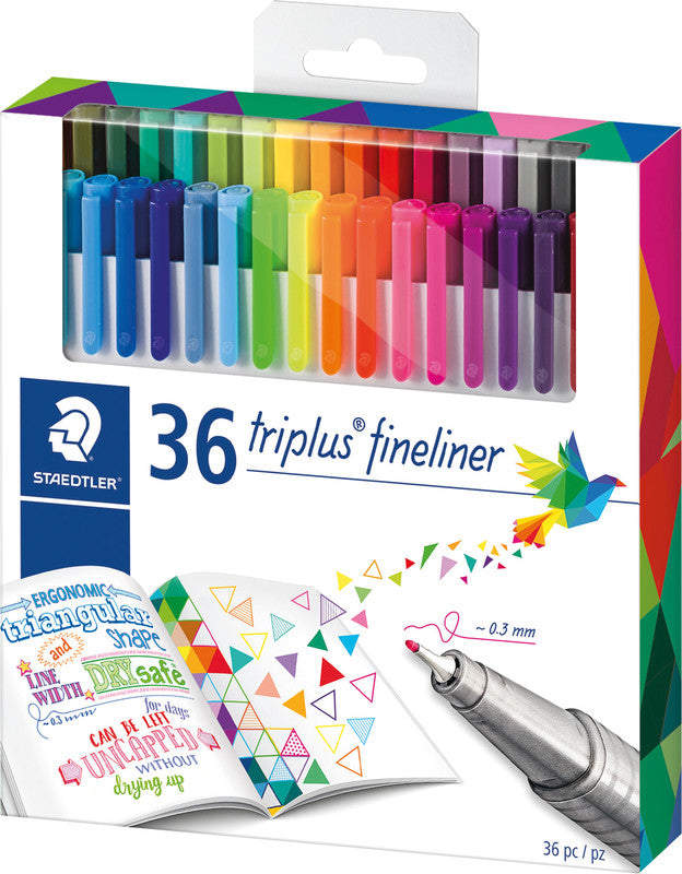 Staedtler triplus 334 Fineliner – 36er-Set 0,4 mm – 36 Farben, sortiert