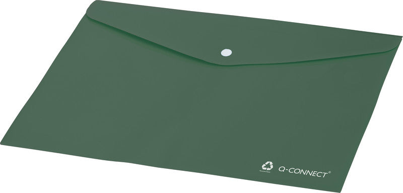 Q-connect Sichtmappe A4 – 172 µm, olive, Kunststoff, Druckknopfverschluss
