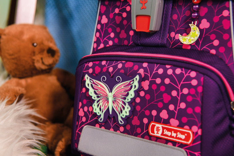 Step by Step Schulrucksack-Set SHINE – 5-teilig – Butterfly Night Ina – 28,0×37,0×20,0 cm