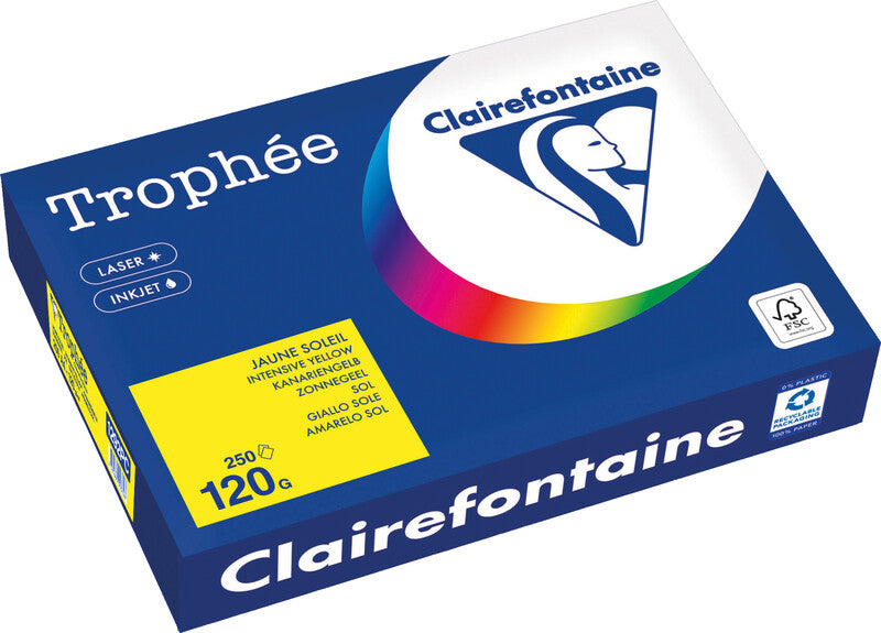Clairefontaine Kopierpapier – A4, 120 g/m², Kanariengelb – für Inkjet/Laser/Kopierer – FSC – 250 Blatt