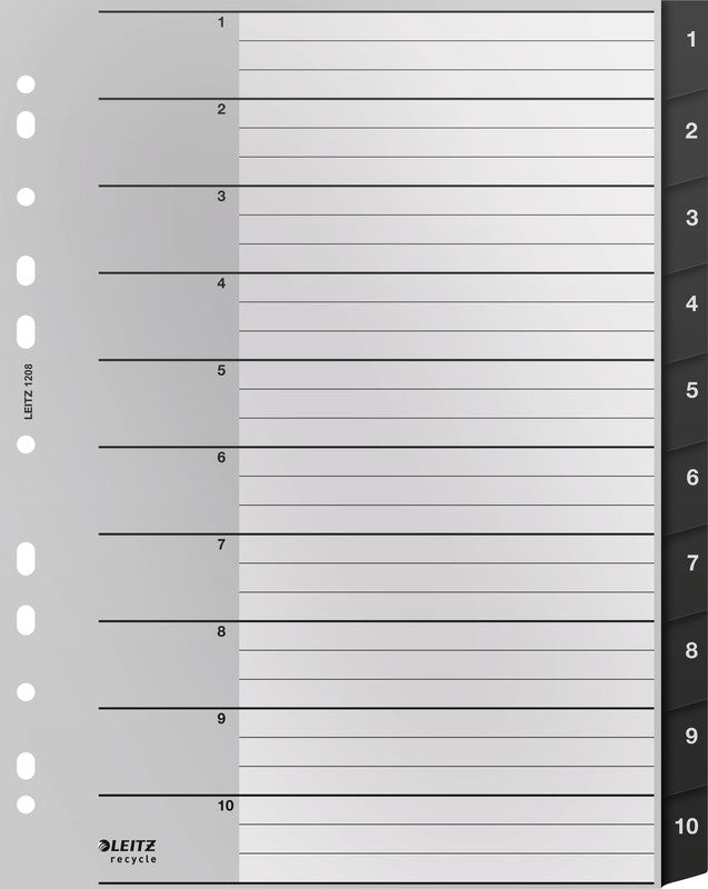Leitz 12080000 Register – PP, schwarz, weiss, unbedruckt