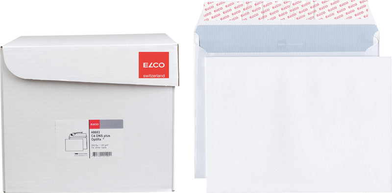 Elco Couvert C4 (324 × 239 mm), mit Fenster, selbstklebend (Optifix), weiss, 120 g/m², Papier – 200 Stk.