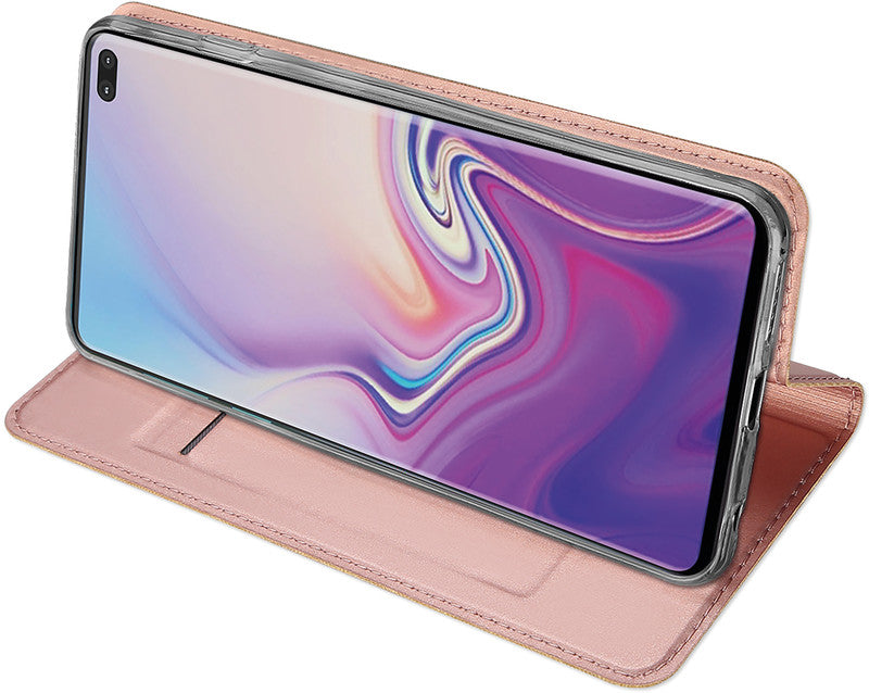 Dux Ducis Booklet-Hülle – für Samsung Galaxy S10+ – Roségold – Kunstleder, mit Kartenfach, Magnetverschluss