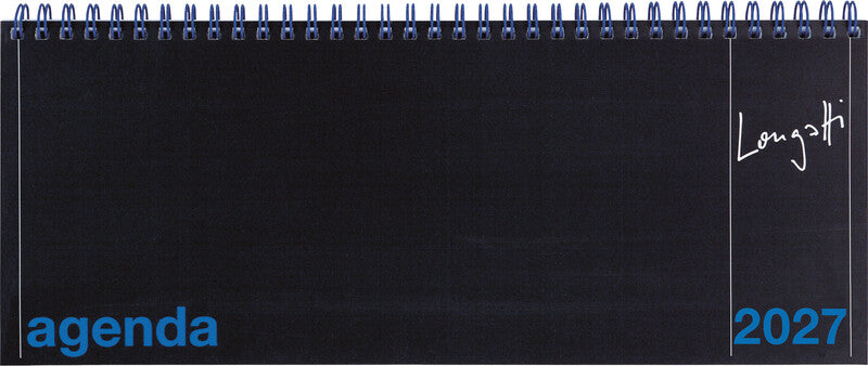 Biella LONGATTI Agenda – 1 Woche/2 Seiten, Spiralbindung, 29,8 × 11,7 cm, Jan–Dez, 2027, Schwarz, FSC