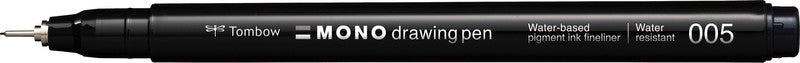 Tombow Mono Drawing Pen Fineliner – 4er-Set – Schwarz – Wasserfest