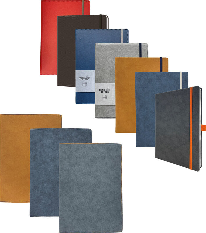 Denkzettel Notizbuch A5, kariert, Fadenheftung, Hardcover, 192 Seiten, perforiert, 80 g/m² – dunkelblau