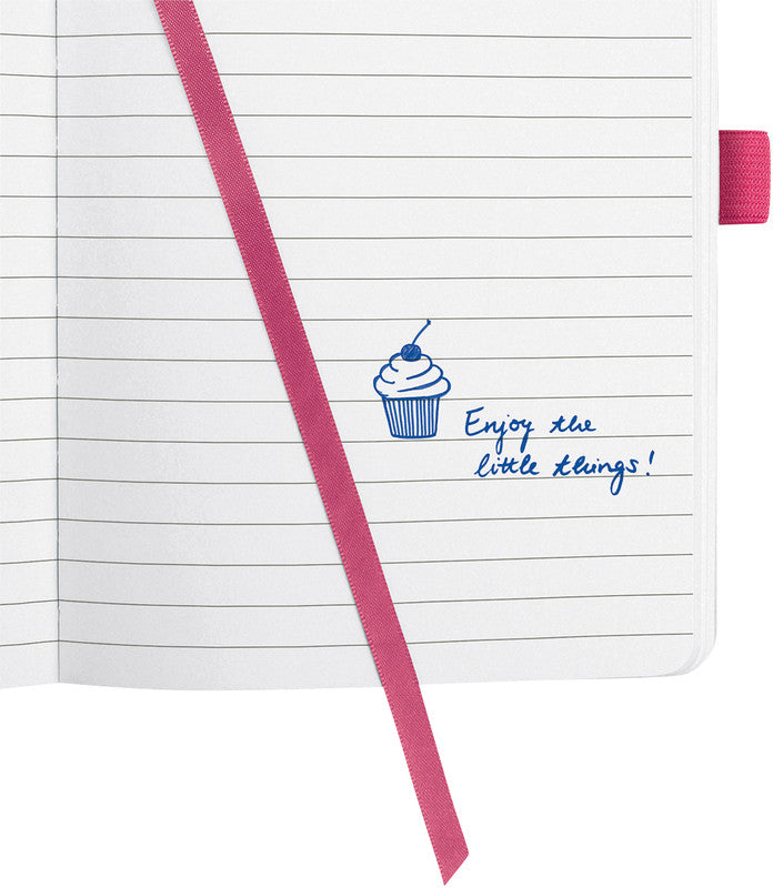 Sigel Notizbuch A6, liniert, Fadenheftung, Hardcover, 174 Seiten, perforiert, 80 g/m² – Fuchsia