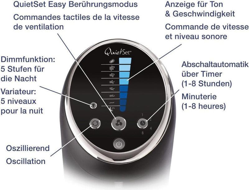 Honeywell Turmventilator QuietSet – 31 W, 8 Stufen, oszillierend, Timer, Fernbedienung, 186,9 m³/h