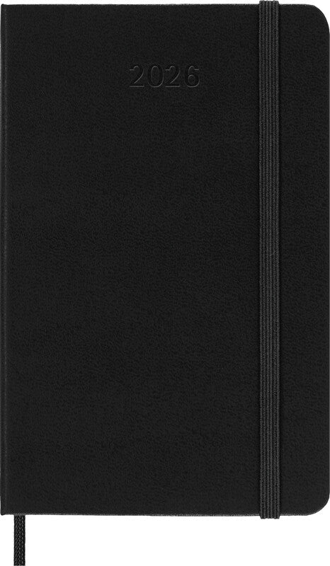 Moleskine Agenda – 1 Woche/2 Seiten, gebunden, 9,0 × 14,0 cm, 2026, Englisch, schwarz, FSC