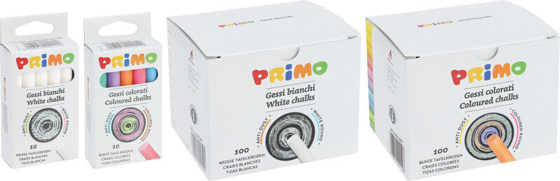 Primo Runde Kreide – bunt – 100 Stück, 10 Farben – für Tafel, Papier und Karton