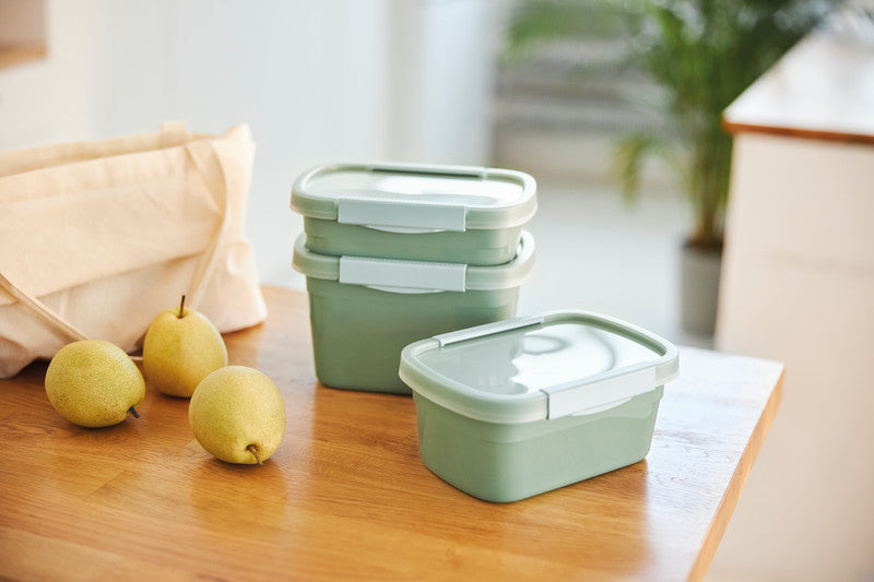 Rotho Kühlschrankdose Clic Eco – 1,5 l – rechteckig – 15 × 9,6 × 22 cm – Kunststoff – Grün