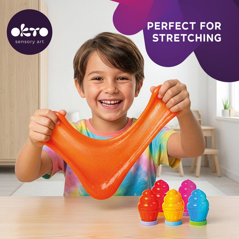 Okto sensory art Fidget-/Stressball Cupcake – 75 ml – H 7,5 cm × Ø 5,0 cm – 1 Stück – mehrfarbig – ab 3 Jahren