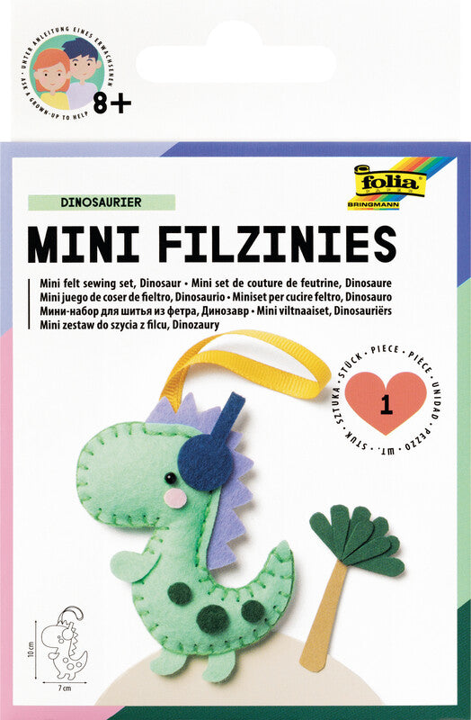 Folia Filzinies – Bastelset – Dinosaurier – 12-teilig – Ab 8 Jahren – Filz