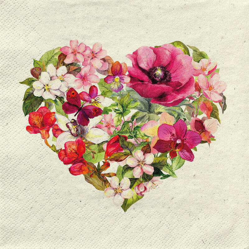 Fasana Servietten Flower Love – 24 × 24 cm – 2-lagig, Tissue – 20 Stk., FSC