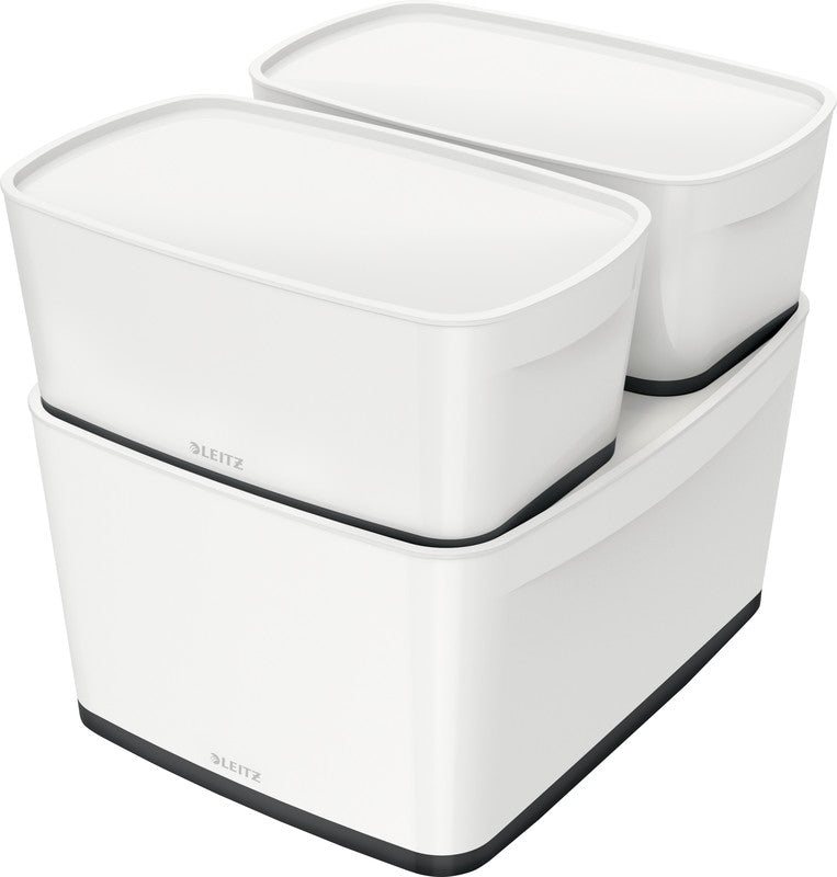 Leitz Aufbewahrungsbox MyBox – Kunststoff, weiss/schwarz, 31,8 × 19,8 × 38,5 cm