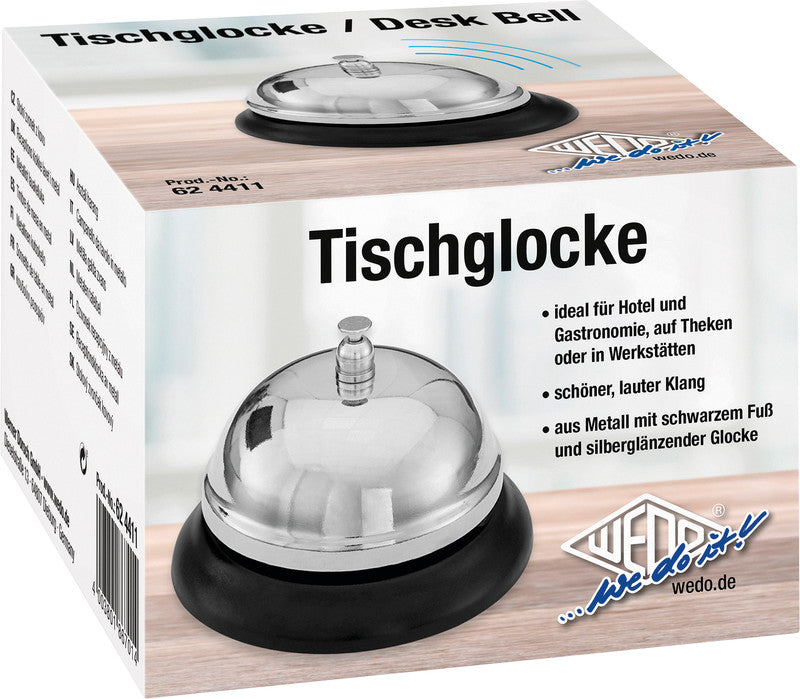 Wedo Tischglocke – Schwarz/Silber – 85 × 60 mm – Metall