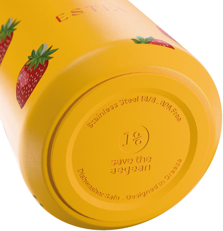 Estia Flow Isolierflasche 500 ml – Doppelwandig 12 h Heiss / 24 h Kalt, Edelstahl, Schraubdeckel, Berry Bright