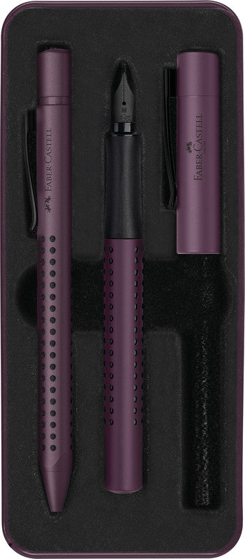 Faber-Castell Grip Schreibset – Kugelschreiber XB & Füllfederhalter M – Blau – Metalletui – 2-teilig