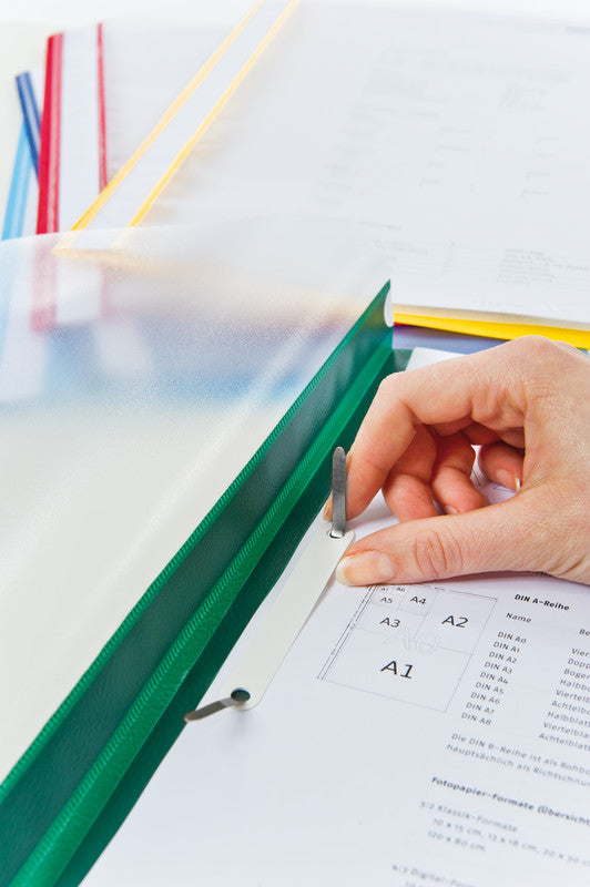 Q-CONNECT Schnellhefter – A4, PP, rot, Metall-Deckleiste, Beschriftungsstreifen