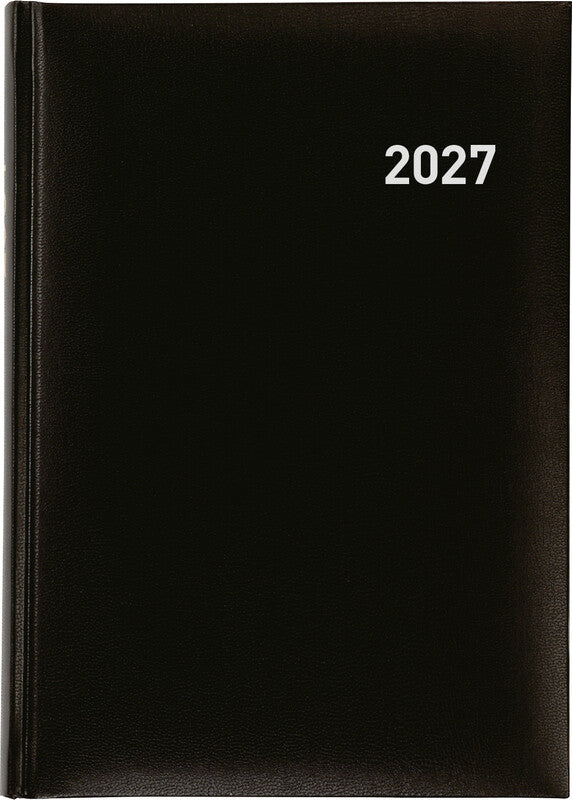 Biella Agenda – 1 Tag pro Seite, gebunden, 14,5 × 20,5 cm, 2026, mehrsprachig, 1/4-Stunden-Takt, schwarz, FSC