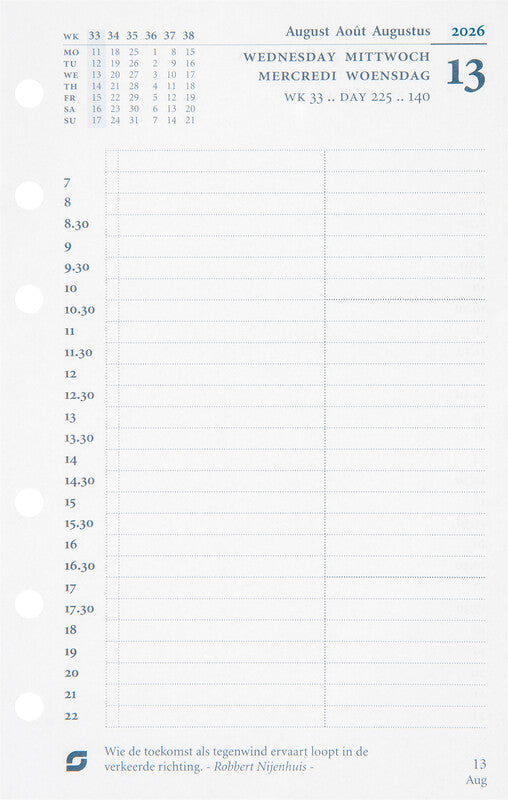 Succes Senior Jahresinhalt Kalender‑Einlage – 1 Tag/Seite, 6‑fach, 9,5 × 15 cm, 2026