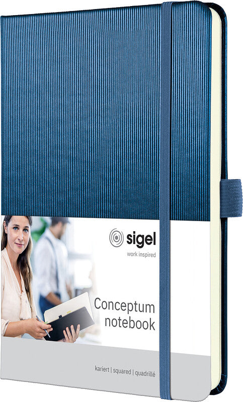 Sigel Notizbuch Conceptum, A5, kariert, Fadenheftung, 194 Seiten, 80 g/m² – blau