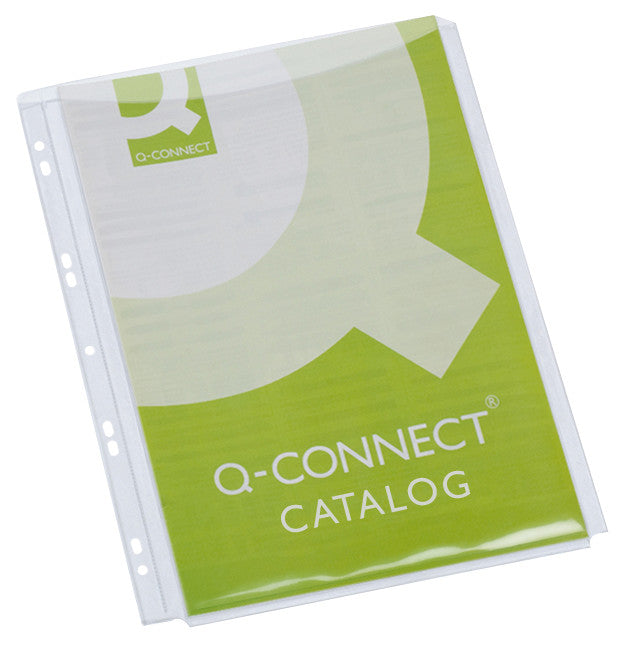 Q-connect Sichtmappe A4 – transparent, Kunststoff, glänzend, 180 µm, 50er-Pack