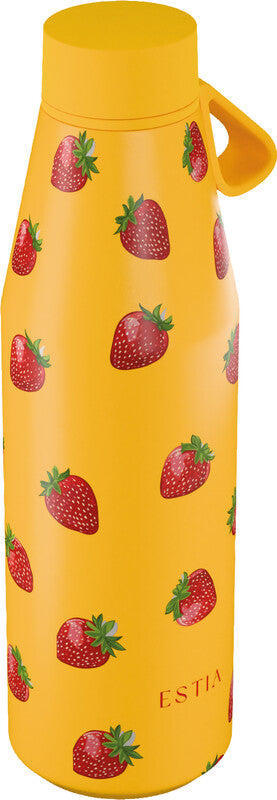 Estia Flow Isolierflasche 500 ml – Doppelwandig 12 h Heiss / 24 h Kalt, Edelstahl, Schraubdeckel, Berry Bright
