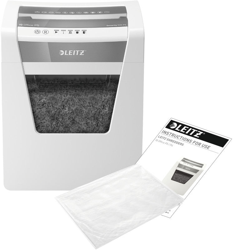 Leitz IQ Office – Aktenvernichter, DIN P-5, Mikroschnitt 2 × 15 mm, 10 Blatt, 23 l, A4