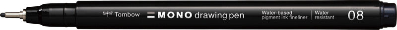 Tombow Mono Drawing Pen Fineliner – 4er-Set – Schwarz – Wasserfest
