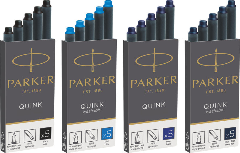 Parker Tintenpatronen Quink – schwarz, dokumentenecht, wasserfest, geruchsarm, 5 Stk.