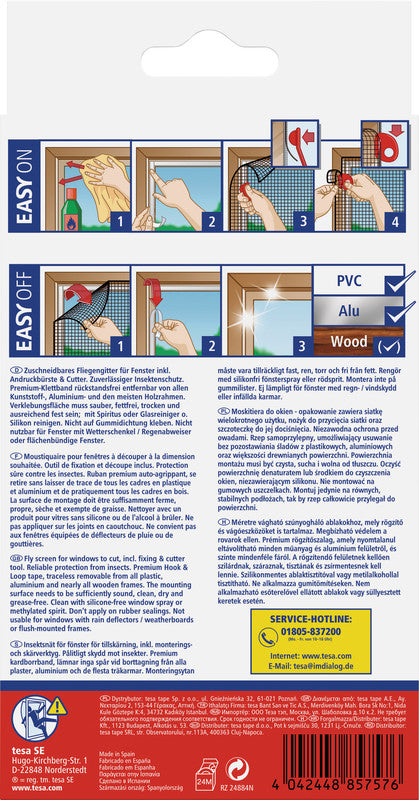 tesa Fliegengitter – für Fenster – 130 × 130 cm – Anthrazit