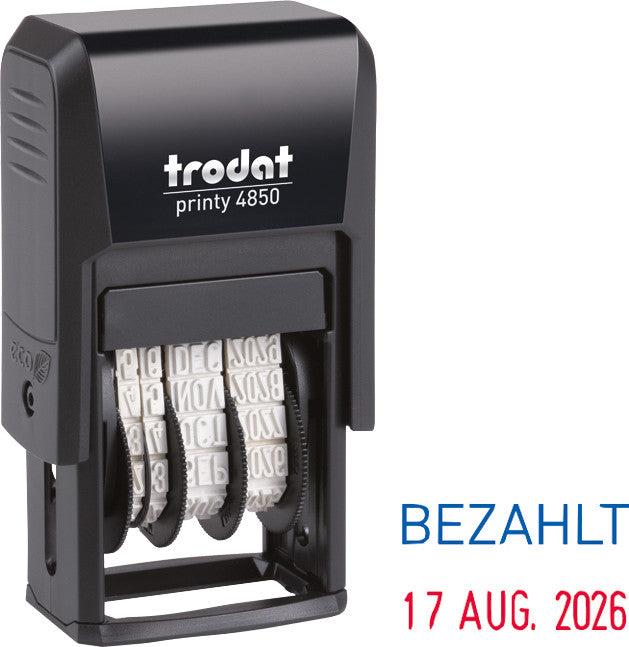 Trodat Motivstempel Printy 4850 – Motiv: Bezahlt, selbstfärbend, 25 × 14 mm