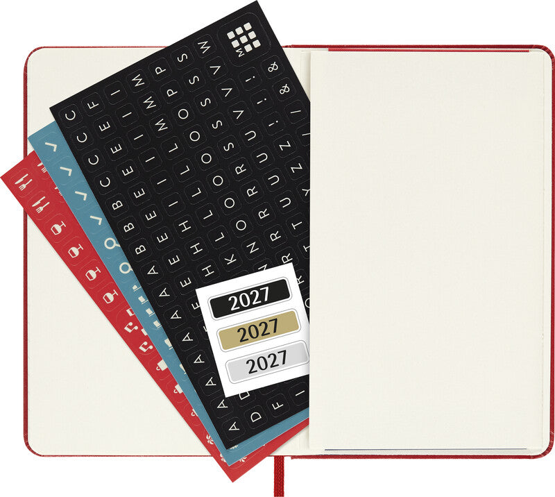 Moleskine Tagesagenda – 1 Tag pro Seite, gebunden, 9,0 × 14,0 cm, 2027, 1-h-Takt, scharlachrot, FSC