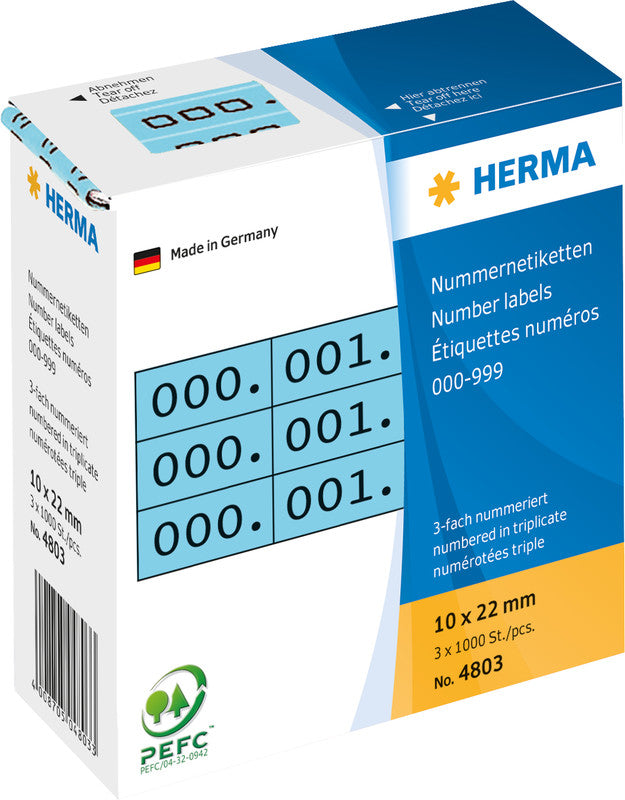 HERMA Etiketten für Preisauszeichner – rechteckig 10 × 22 mm, permanent, blau/schwarz, 3 Rollen (3'000 Stk.)