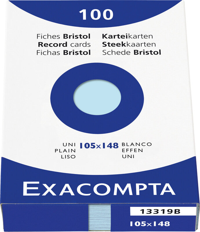 Exacompta Karteikarte A6 quer, blanko, blau, 205 g/m², Karteikarton – 100 Stück