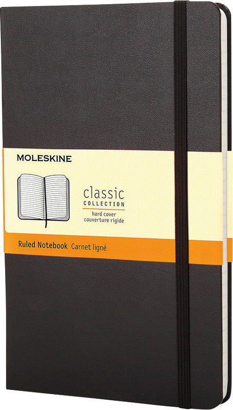 Moleskine Notizbuch Classic Collection, 90 × 140 mm, liniert, Leimbindung, Hardcover, 192 Seiten – schwarz