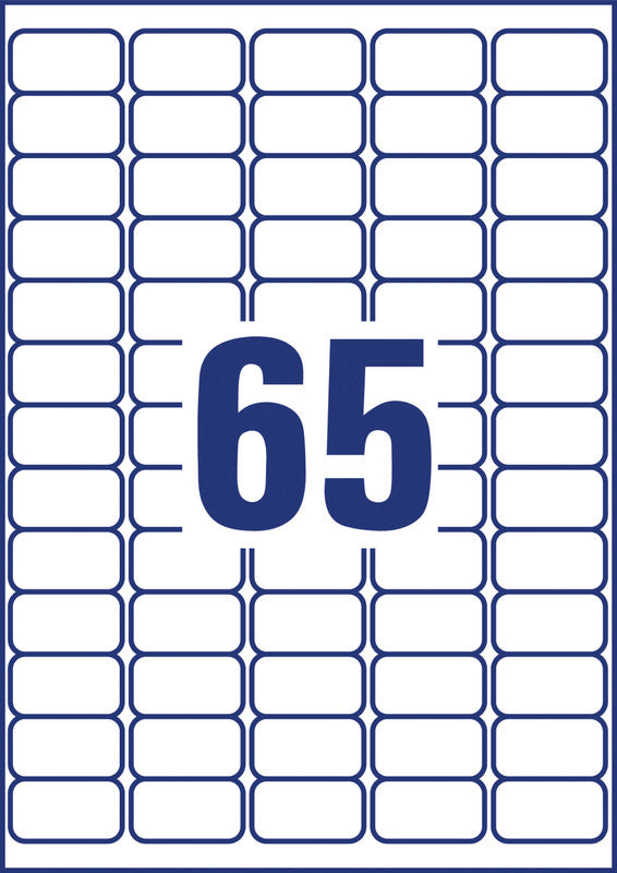 Avery Druckeretiketten, A4, 63,5 mm × 33,9 mm, weiss, Papier, permanent, 25 Blatt (600 Etiketten)