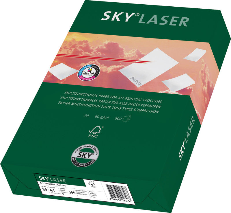 Sky laser Kopierpapier – A4, 80 g/m², weiss – für Inkjet/Laser/Kopierer – FSC – 500 Blatt