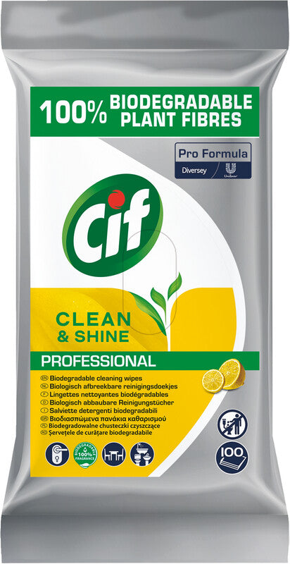 Cif PRO FORMULA Allzweck-Reinigungstücher – für waschbare, feste Oberflächen, grau, 19,5 × 17 cm, 100 Stk.