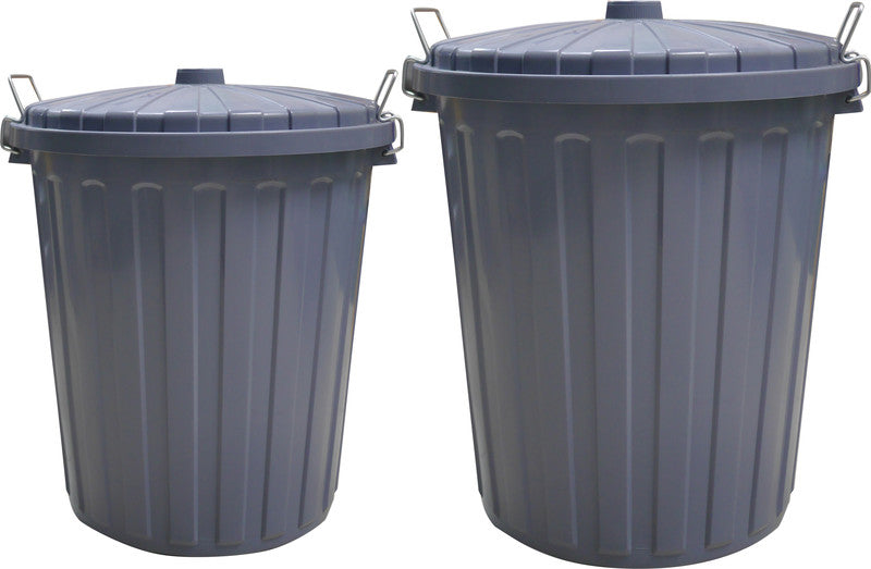 Helit Abfallcontainer – 55 l – mit Deckel – Kunststoff, grau – Ø 490 × H 570 mm