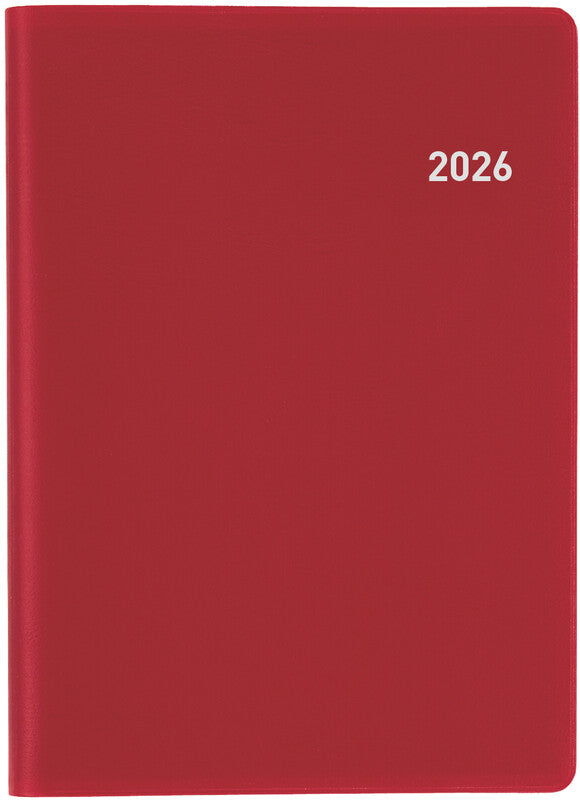 Biella Glasgow Agenda – 1 Monat/2 Seiten, geheftet, 10,0 × 13,9 cm, 15 Monate Okt–Dez, 2026, Weinrot, PEFC