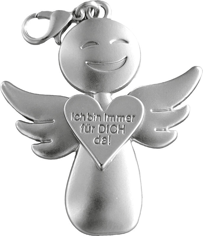 Kurt eulzer Schlüsselanhänger – Metall, 45 × 50 mm, silber, Motiv "Engel Sweet Little Bodyguards"
