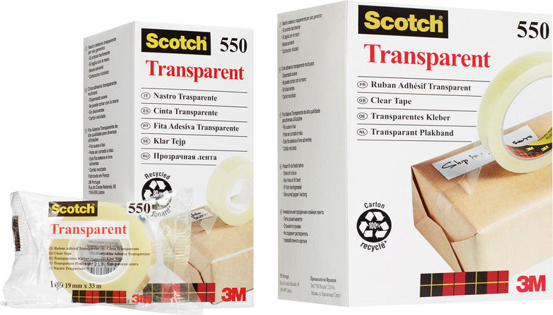 Scotch Klebeband – permanent, klar, Kunststoff, 12 mm × 33 m, Kern Ø 25 mm